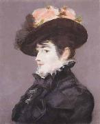 Edouard Manet Portrait de Jeanne Martin au Chapeau orne dune Rose oil painting on canvas